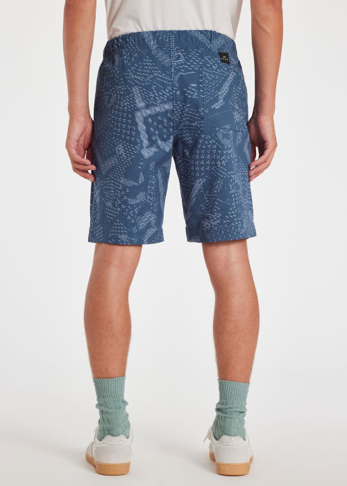 Model View - Men's Blue 'Bandana' Print Cotton Shorts Paul Smith
