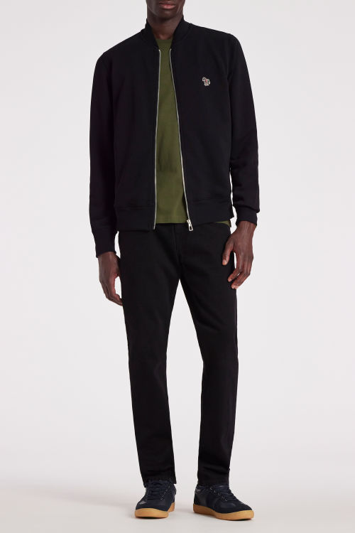 Model view - Men's Black Zebra Logo Cotton Bomber Jacket Paul Smith