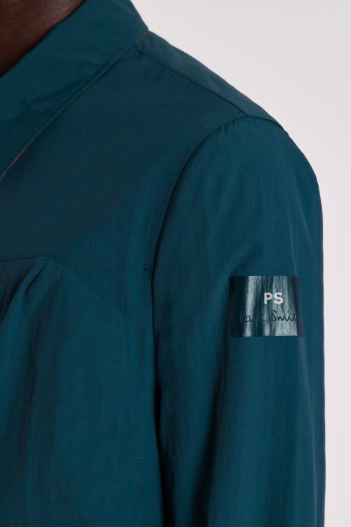 Model view - Men's Petrol Blue Recycled Nylon Zip Jacket Paul Smith