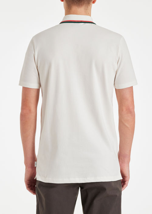 Model view - Men's Ecru Zip Neck Stretch-Cotton Polo Shirt Paul Smith