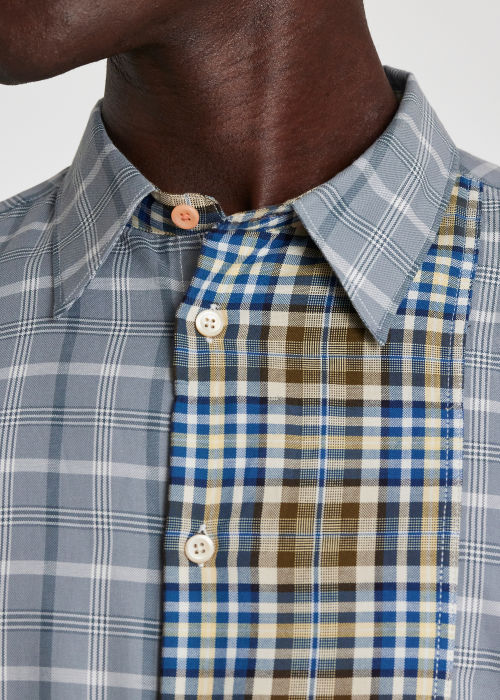 Model view - Men's Cut-Up Check Cotton Shirt Paul Smith