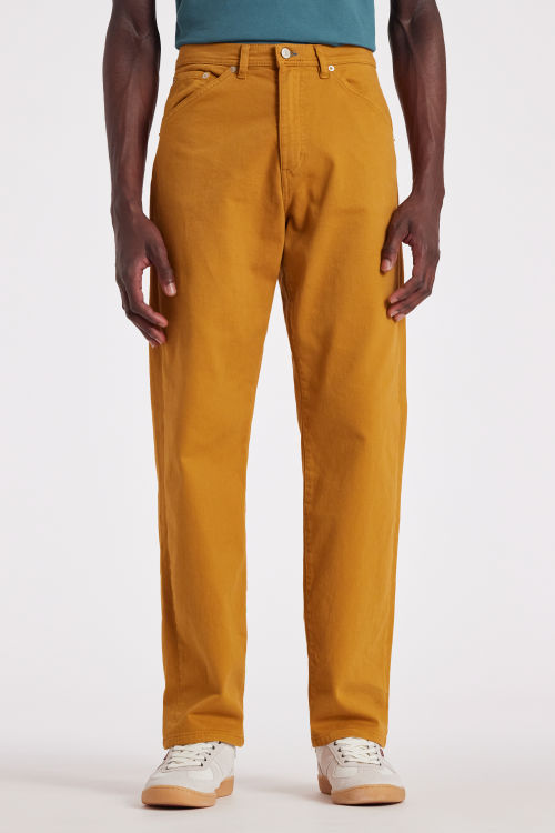 Men's Relaxed-Fit Gold Cotton-Twill Jeans
