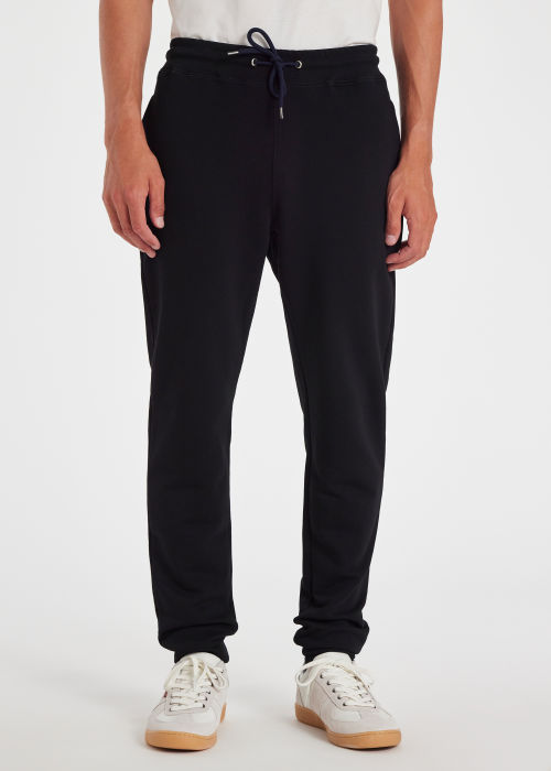 Slim-Fit Black Cotton Zebra Logo Lounge Sweatpants