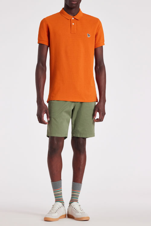 Slim-Fit Organic Cotton Orange Zebra Polo Shirt