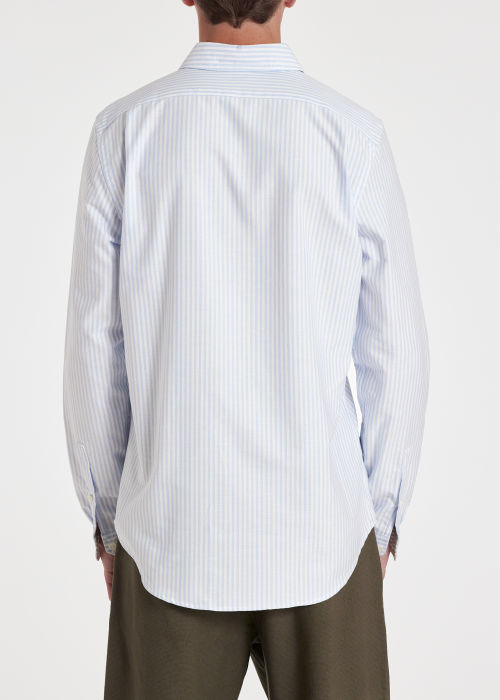 Model View - Tailored-Fit Blue Stripe 'Broad Stripe Zebra' Oxford Shirt