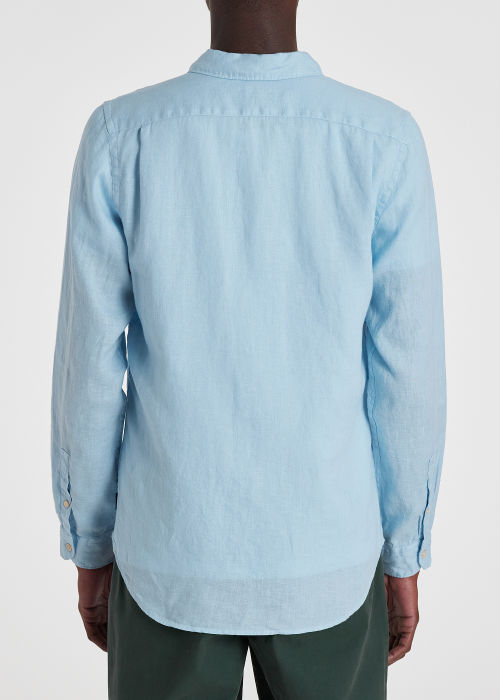 Model view - Men's Sky Tailored-Fit Linen Long-Sleeve Shirt Paul Smith