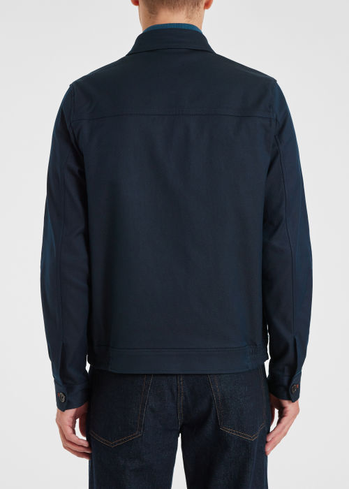 Men's Navy Cotton-Blend Blouson Jacket