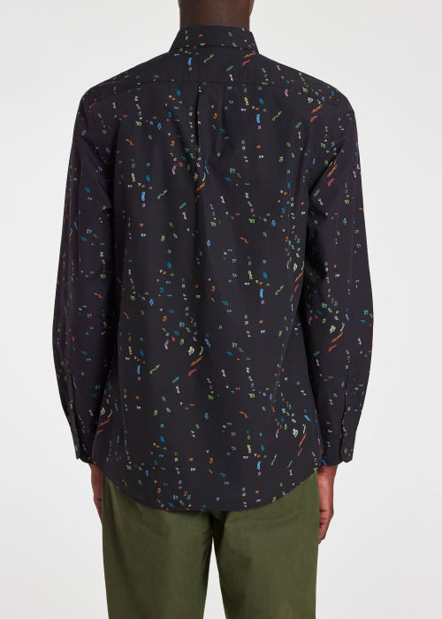 Model View - Black 'Numbers' Long-Sleeve Shirt Paul Smith