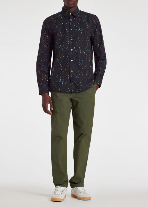 Model View - Black 'Numbers' Long-Sleeve Shirt Paul Smith