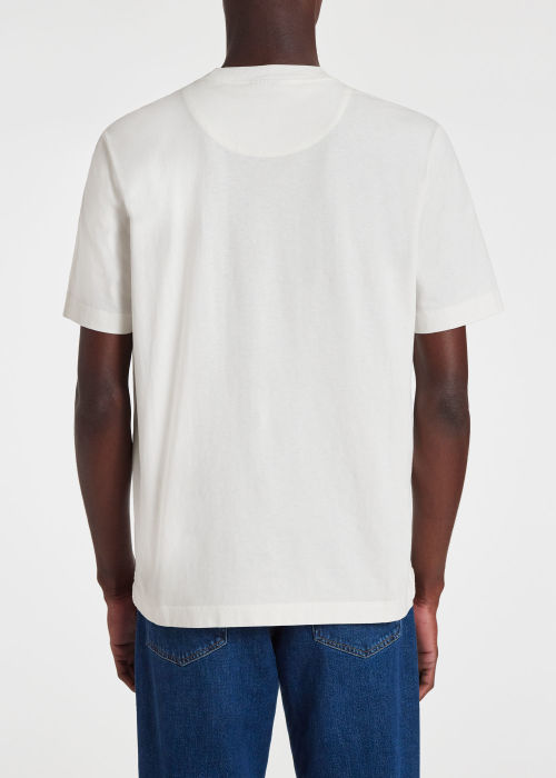 Model View - Men's Ecru Cotton 'Happy' T-Shirt Paul Smith