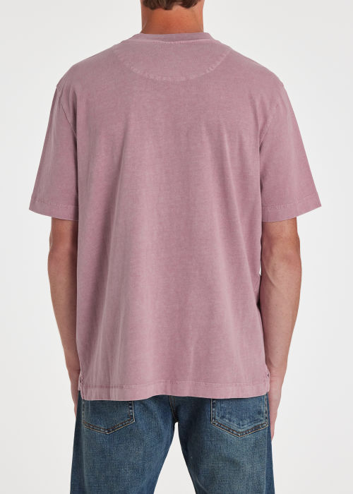 Model View - Men's Pink Cotton 'Happy' T-Shirt Paul Smith