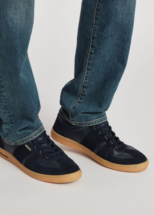 Men's Navy Leather 'Roberto' Sneakers