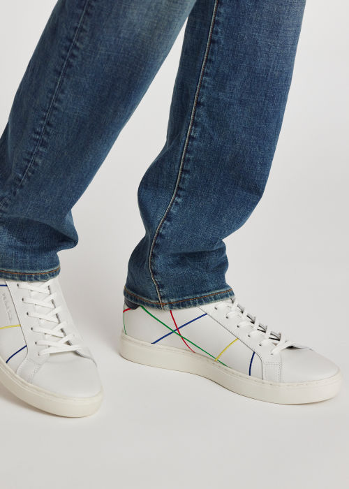 Model view - Men's White Abstract 'Rex' Trainers Paul Smith