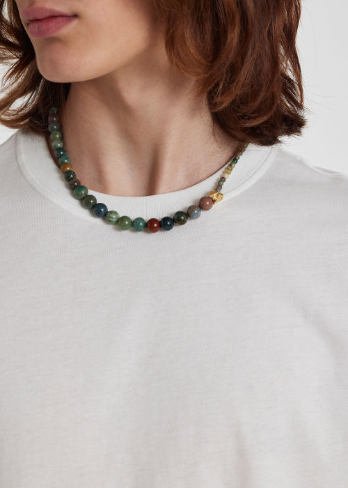 Men's Fancy Jasper Beads & Gold Necklace by Completedworks