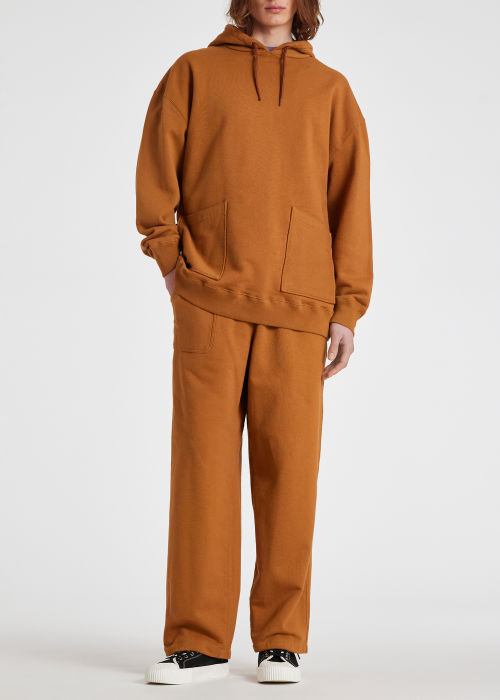 Model View - Men's Relaxed-Fit Clay Cotton Red Ear Hoodie Paul Smith