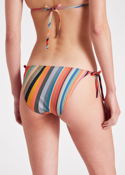 Model View - Women's 'Swirl' Print Tie-Side Bikini Bottoms