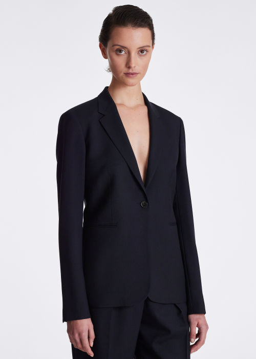 A Suit To Travel In - Women's Navy One-Button Wool Blazer