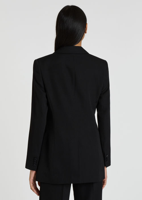 Women's Black Double-Breasted Tuxedo Blazer