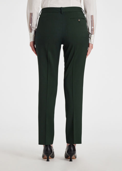 Model View - Women's Tapered-Fit Dark Green Wool Trousers Paul Smith