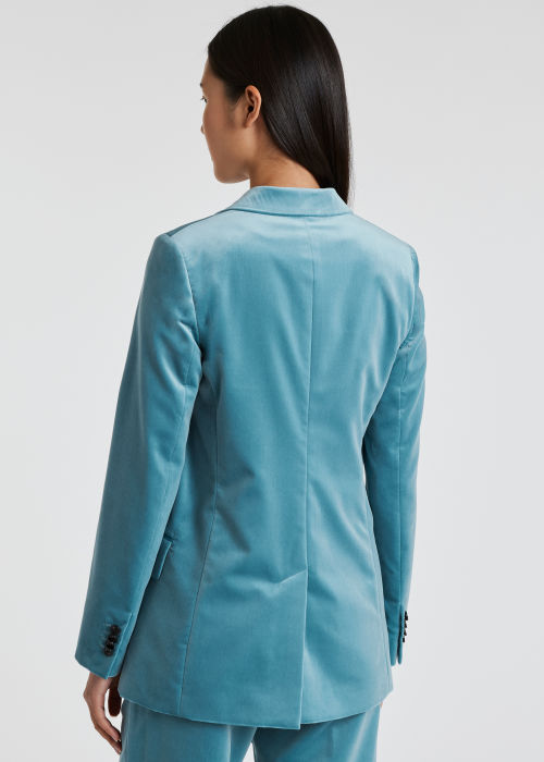 Blazer Femme Bleu Coupe Slim en Velours Paul Smith - Vue de l'arrière sur modèle