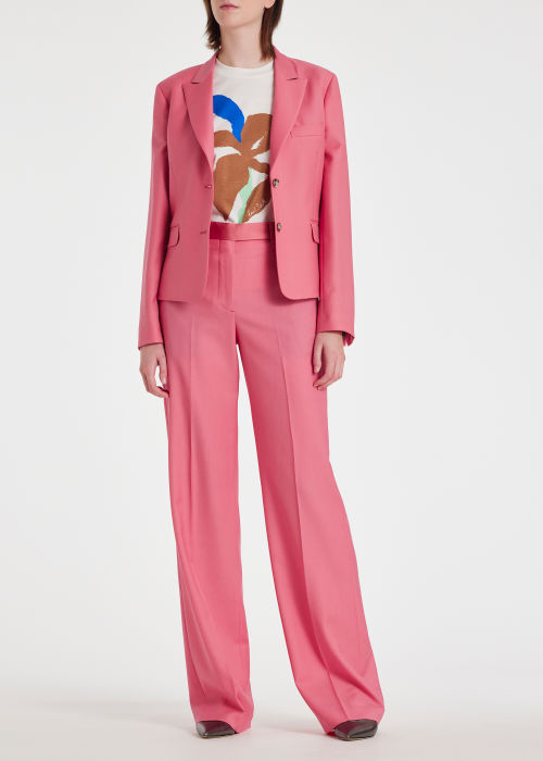 Model View - Women's Pink Wool Two-Button Blazer Paul Smith