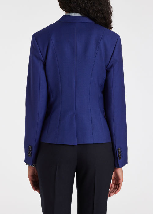Model View - Women's Cobalt Blue Wool Two-Button Blazer Paul Smith