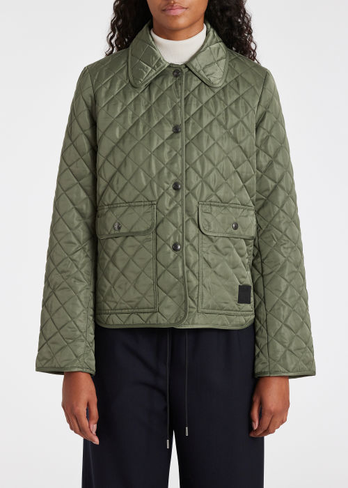 Model View - Women's Khaki Quilted Jacket Paul Smith