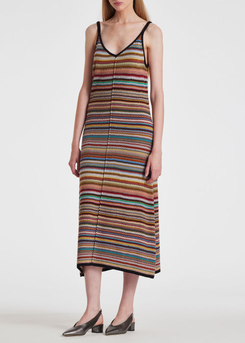 Model View - Women's 'Signature Stripe' Crochet Maxi Dress Paul Smith
