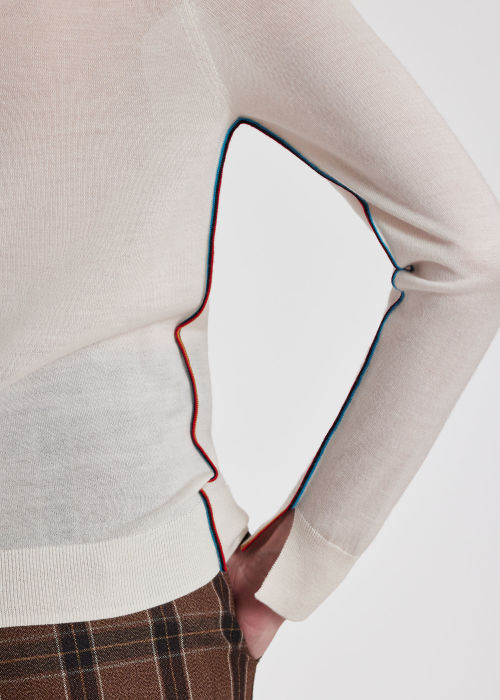 Model View - Women's Ivory Wool-Silk 'Signature Stripe' Sweater Paul Smith