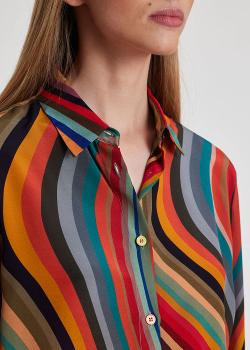 Model View - Women’s Swirl Print Silk Shirt Paul Smith