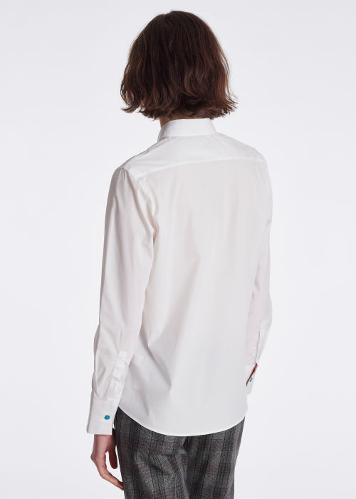 Model View - Women's White Stretch-Cotton Long-Sleeve Shirt Paul Smith