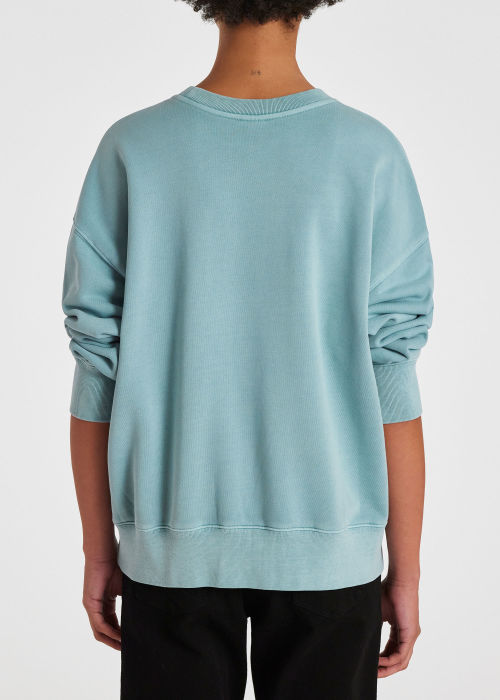 Model View - Women's Relaxed-Fit Pale Blue 'Happy' Sweatshirt Paul Smith