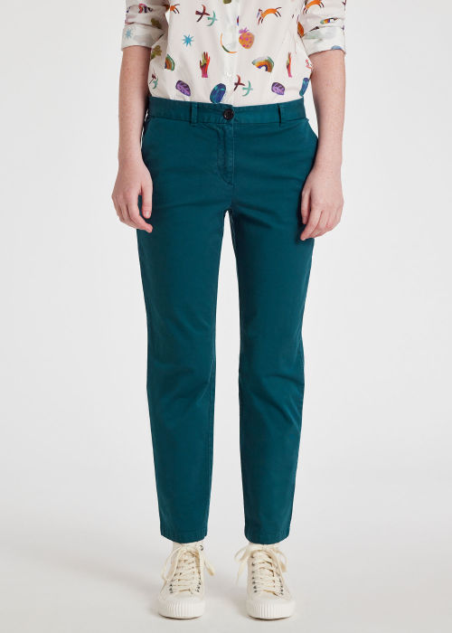Model View - Teal Brushed Cotton Slim-Fit Chinos Paul Smith