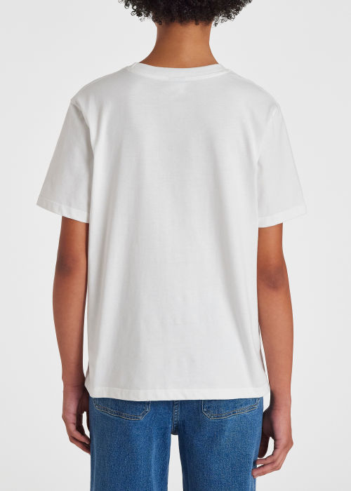 Model View - Women's White Cotton 'Anemone' T-Shirt Paul Smith