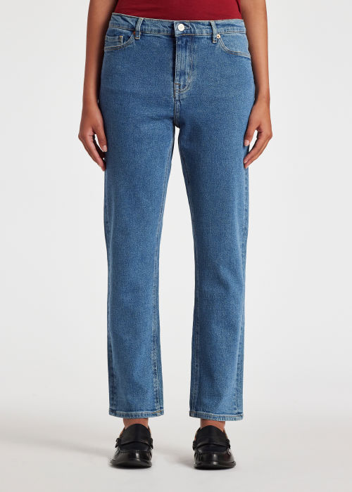 Model View - Women's Mid Wash Straight-Fit 'Happy' Jeans Paul Smith