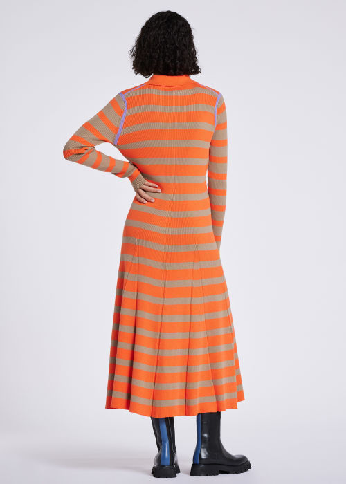 Model view - Women's Orange Stripe Knitted Cotton Dress Paul Smith