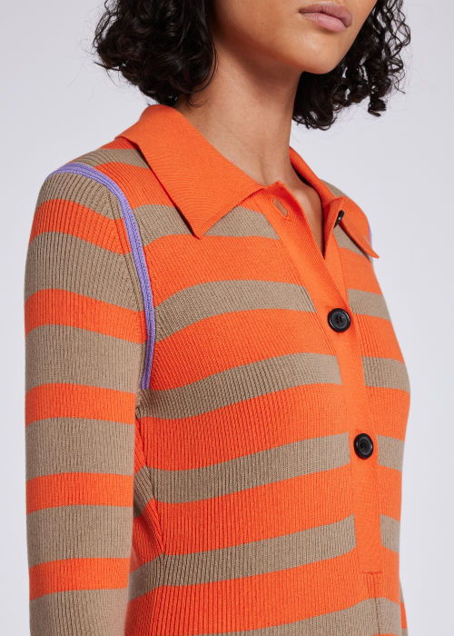 Model view - Women's Orange Stripe Knitted Cotton Dress Paul Smith