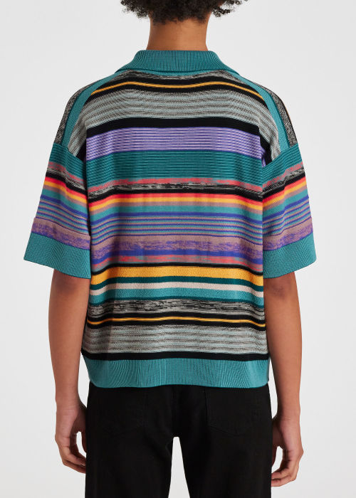 Model View - Women's Relaxed-Fit Organic Cotton 'Glass Stripe' Polo Shirt Paul Smith