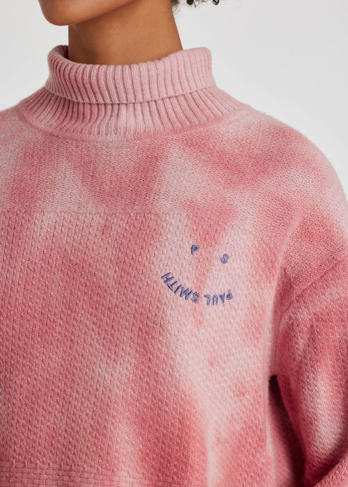 Model View - Women's Pink Wool-Blend 'Happy' Tie Dye Sweater Paul Smith