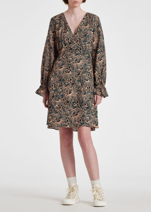 Model View - Women's Teal Bridleway Dress Paul Smith