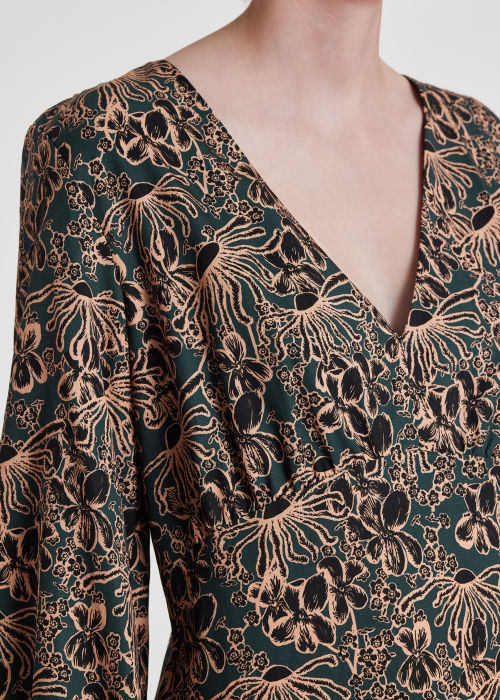 Model View - Women's Teal Bridleway Dress Paul Smith