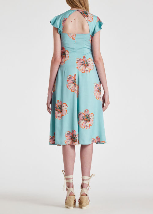 Model View - Women's Light Blue 'Anemone' Midi Dress Paul Smith