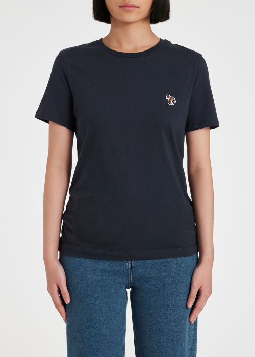 Model View - Women's Navy Zebra Logo Organic Cotton T-Shirt Paul Smith