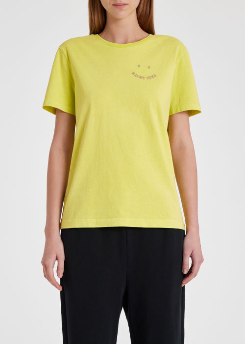 Model View - Women's Lime 'Happy' Organic Cotton T-Shirt Paul Smith