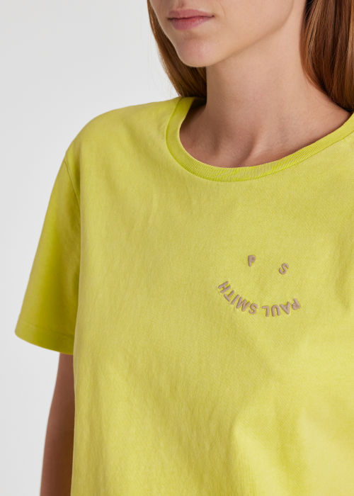 Model View - Women's Lime 'Happy' Organic Cotton T-Shirt Paul Smith