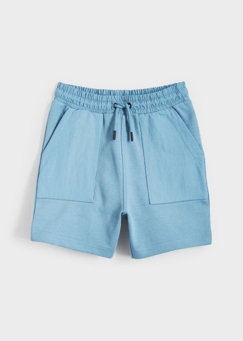 Product view - 2-13 Years Sky Blue Mixed Media Sweat Shorts