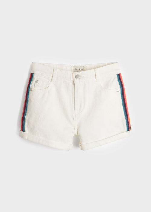 Product view - Girls 2-13 Years White 'Artist Stripe' Shorts
