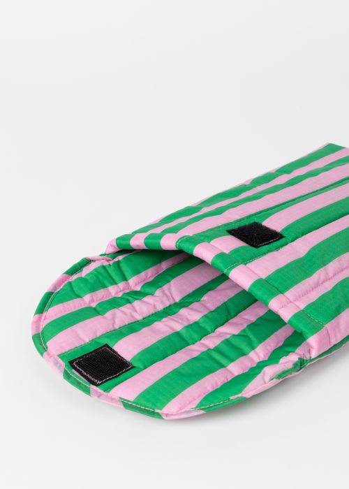 BAGGU Pink & Green Awning Stripe 13" Puffy Laptop Sleeve