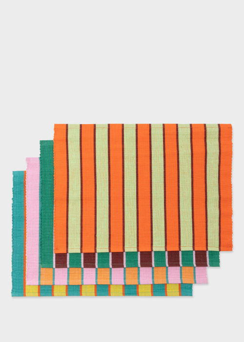 Multicolour Jacquard Stripe Cotton Placemats by Dusen Dusen