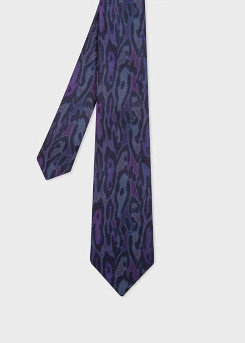 Men's Purple Silk 'Animal' Print Tie